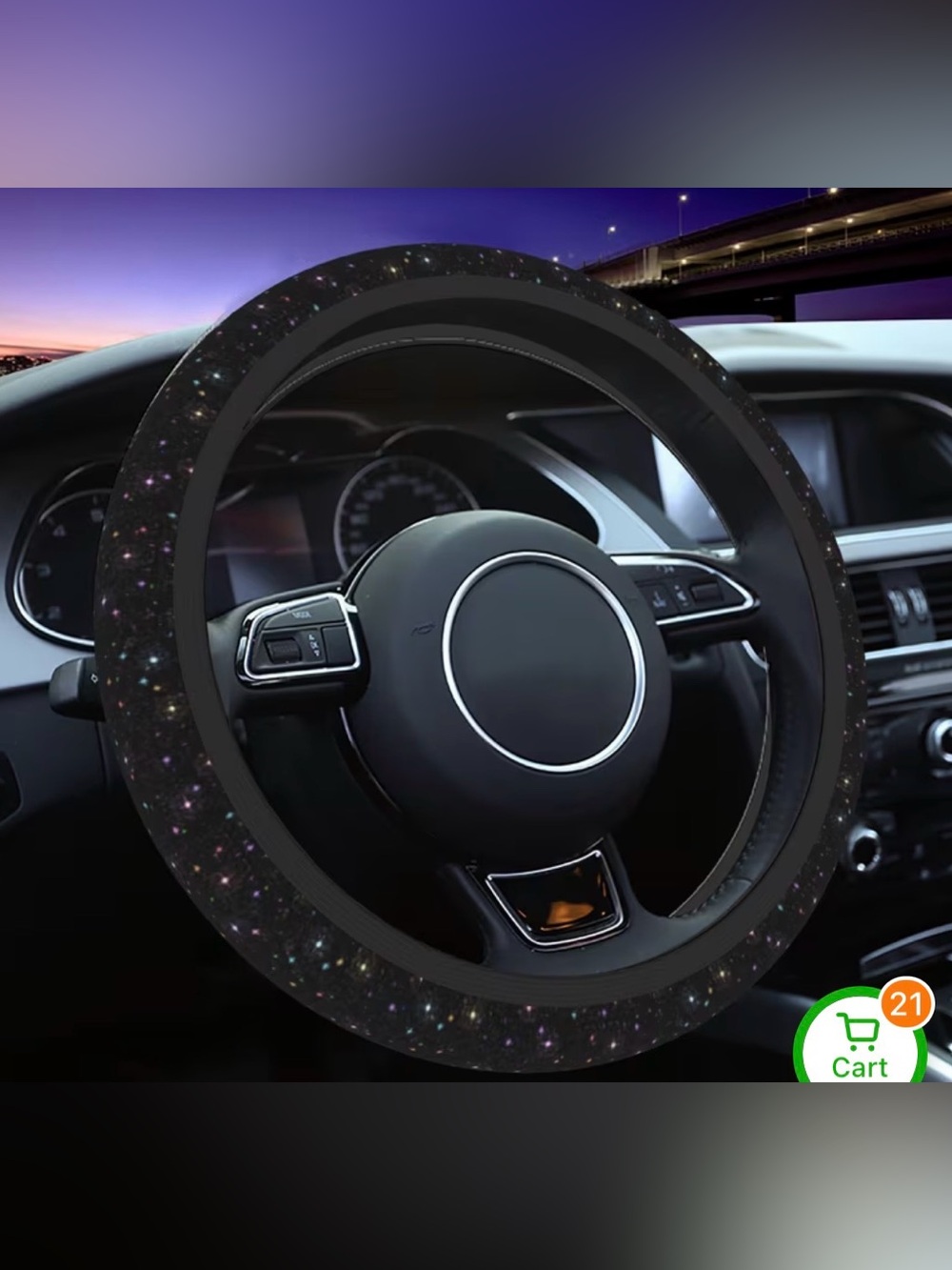 Universal Black black Sparkle Steering Wheel Cover - Stylish Grip for Cars